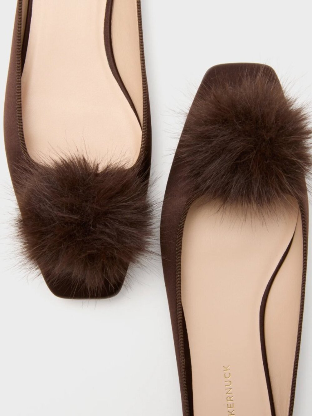 Tuckernuck Shoes Chocolate Satin Nilli Flats with Pom Pom - size 8.5 - Picture 6 of 7